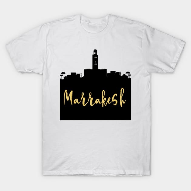 MARRAKESH MOROCCO DESIGNER SILHOUETTE SKYLINE ART T-Shirt by deificusArt